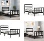 VidaXL Bedframe met hoofdeinde massief hout zwart 90x190 cm Bedframe Bedframes Bed Eenpersoonsbed - Thumbnail 2