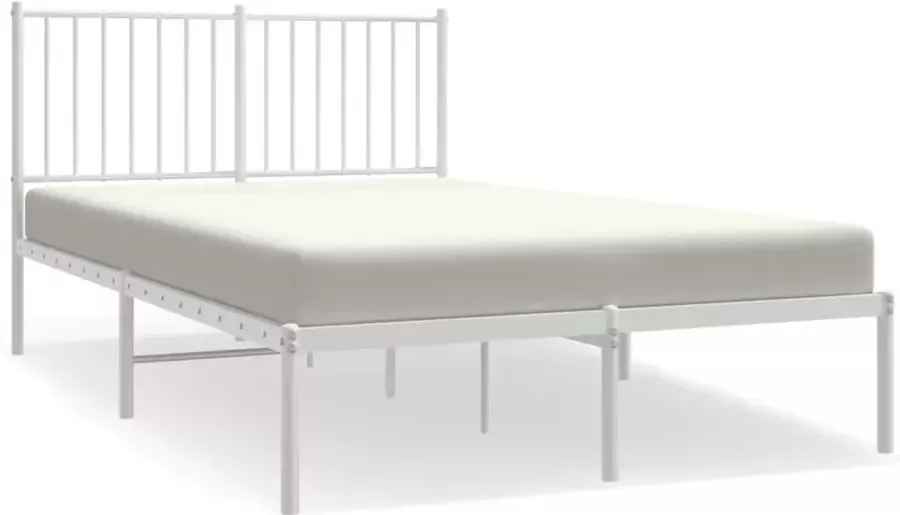 VidaXL Bedframe met hoofdeinde staal wit 206x126x90 5 cm - Foto 3