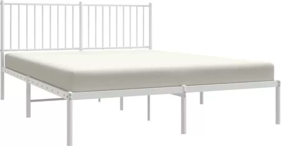 VidaXL Bedframe met hoofdeinde staal wit 208x158x90 5 cm - Foto 4