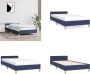 VidaXL Bedframe met hoofdeinde stof blauw 100x200 cm Bedframe Met Hoofdeinde Bedframes Met Hoofdeindes Bed Slaapmeubel - Thumbnail 1