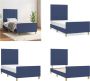 VidaXL Bedframe met hoofdeinde stof blauw 100x200 cm Bedframe Met Hoofdeinde Bedframes Met Hoofdeindes Bed Slaapmeubel - Thumbnail 2