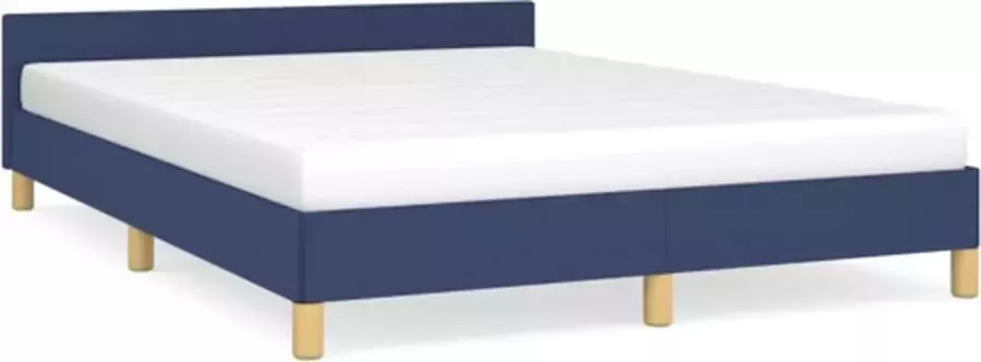 VIDAXL Bedframe met hoofdeinde zonder matras 140x200 cm stof blauw - Foto 3