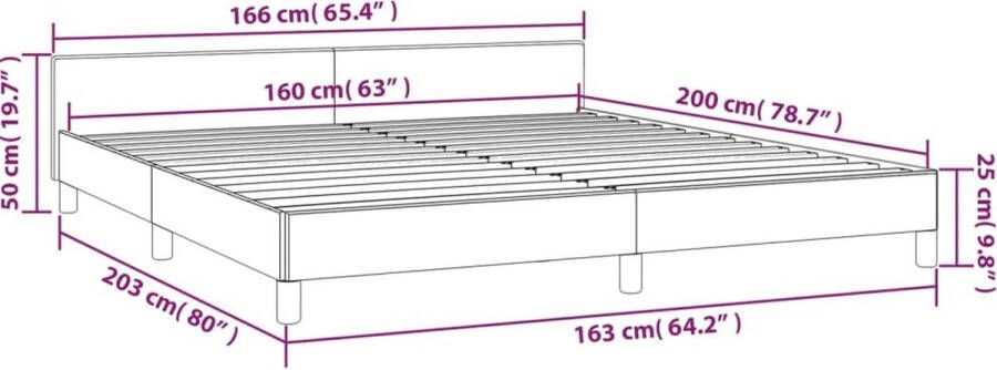 VidaXL Bedframe met hoofdeinde zonder matras 160x200 cm stof blauw - Foto 3
