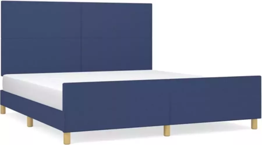 VidaXL -Bedframe-met-hoofdeinde-stof-blauw-160x200-cm - Foto 4