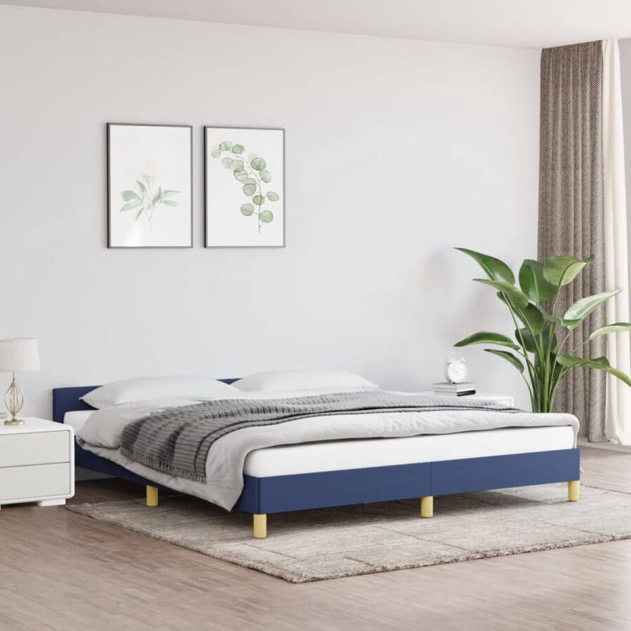 VidaXL Bedframe met hoofdeinde zonder matras 160x200 cm stof blauw