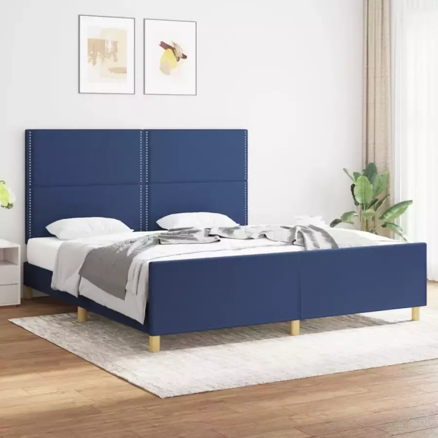 VidaXL -Bedframe-met-hoofdeinde-stof-blauw-180x200-cm