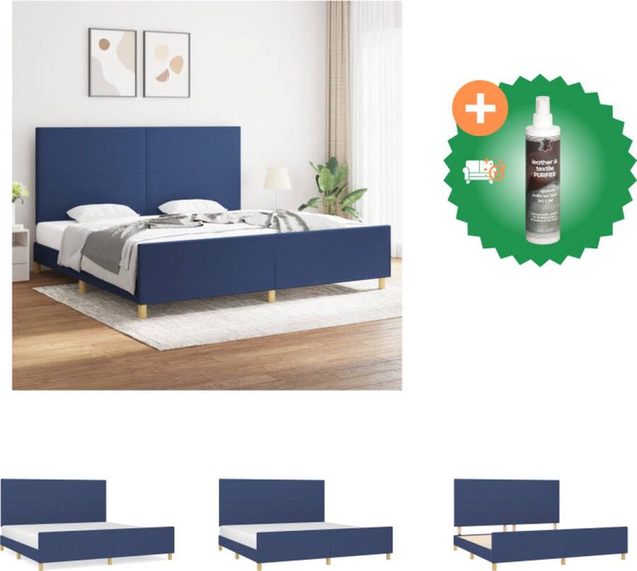 vidaXL Bedframe met hoofdeinde stof blauw 200x200 cm Bed Inclusief Reiniger
