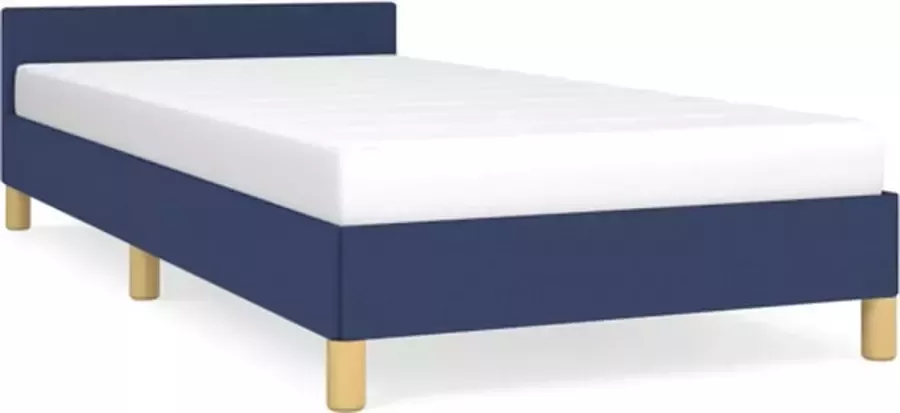 VidaXL Bedframe met hoofdeinde zonder matras 90x200 cm stof blauw - Foto 3