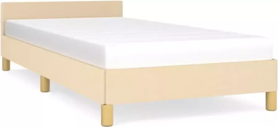 VidaXL Bedframe met hoofdeinde stof crÃ¨mekleurig 100x200 cm - Foto 3