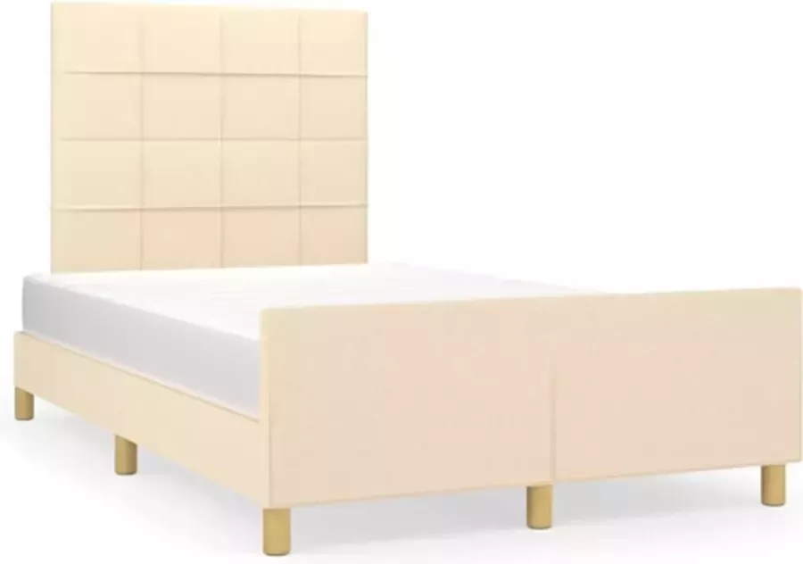 VidaXL Bedframe met hoofdeinde stof crÃ¨mekleurig 120x200 cm - Foto 3