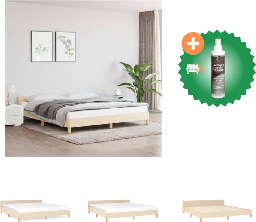 VidaXL Bedframe Crème 203x186x118 128cm Duurzaam Verstelbaar hoofdeinde Ondersteunende poten Multiplex lattenbodem Comfortabele ondersteuning Matras niet inbegrepen Bed Inclusief Reiniger - Foto 1