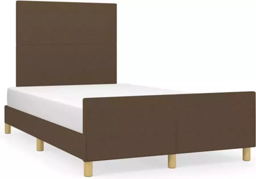 VidaXL -Bedframe-met-hoofdeinde-stof-donkerbruin-120x200-cm - Foto 3