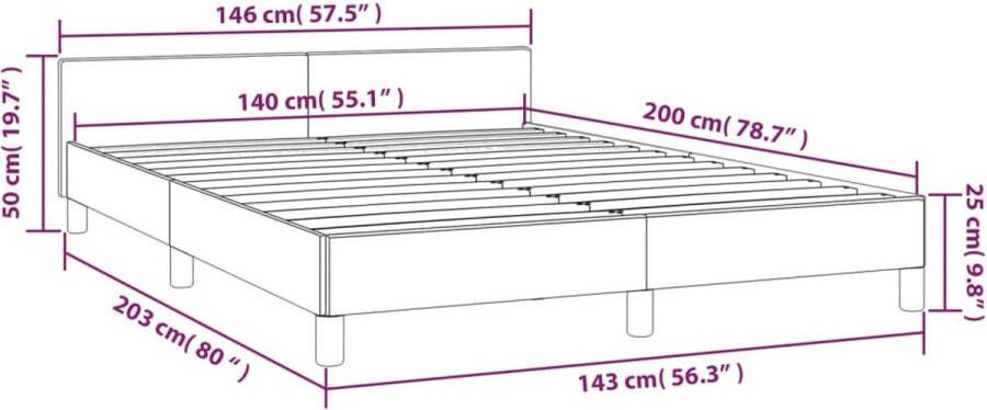 VidaXL -Bedframe-met-hoofdeinde-stof-donkerbruin-140x200-cm