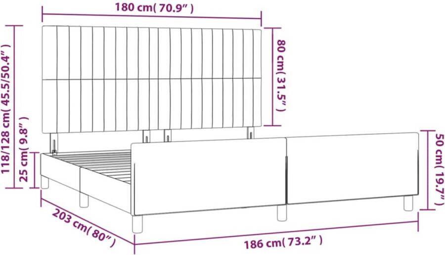 VidaXL -Bedframe-met-hoofdeinde-stof-donkerbruin-180x200-cm - Foto 4