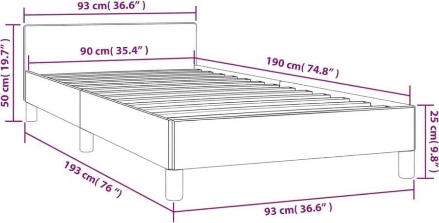 VidaXL -Bedframe-met-hoofdeinde-stof-donkerbruin-90x190-cm - Foto 2