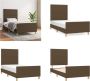 VidaXL Bedframe met hoofdeinde stof donkerbruin 90x200 cm Bedframe Met Hoofdeinde Bedframes Met Hoofdeindes Bed Slaapmeubel - Thumbnail 1