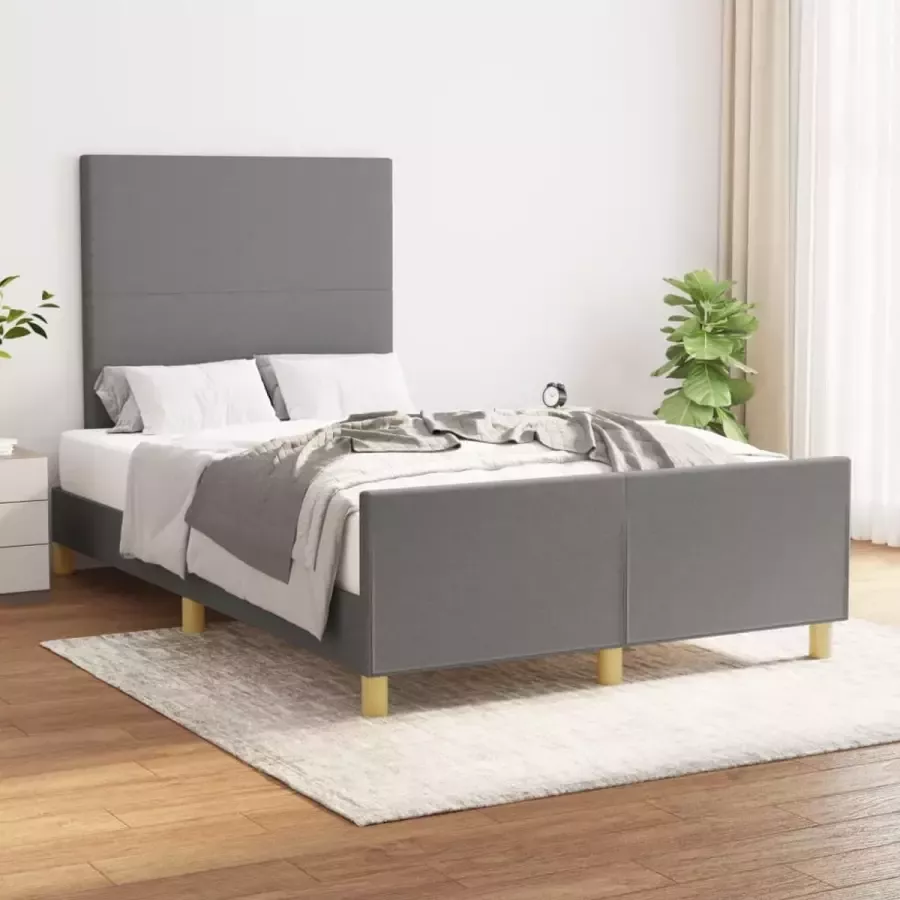 VidaXL -Bedframe-met-hoofdeinde-stof-donkergrijs-120x200-cm - Foto 3