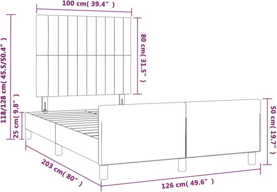 VidaXL -Bedframe-met-hoofdeinde-stof-donkergrijs-120x200-cm - Foto 2