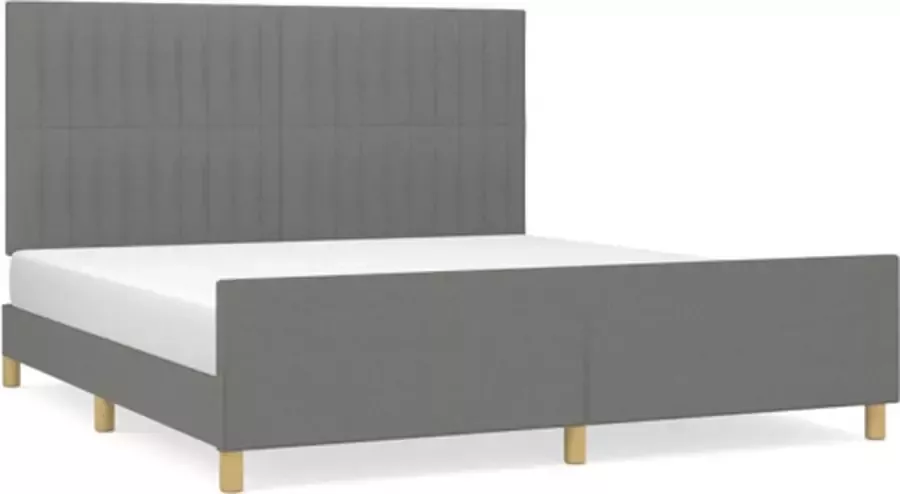 VidaXL -Bedframe-met-hoofdeinde-stof-donkergrijs-180x200-cm - Foto 7