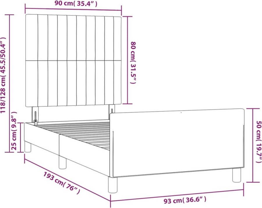 VidaXL -Bedframe-met-hoofdeinde-stof-donkergrijs-90x190-cm - Foto 4