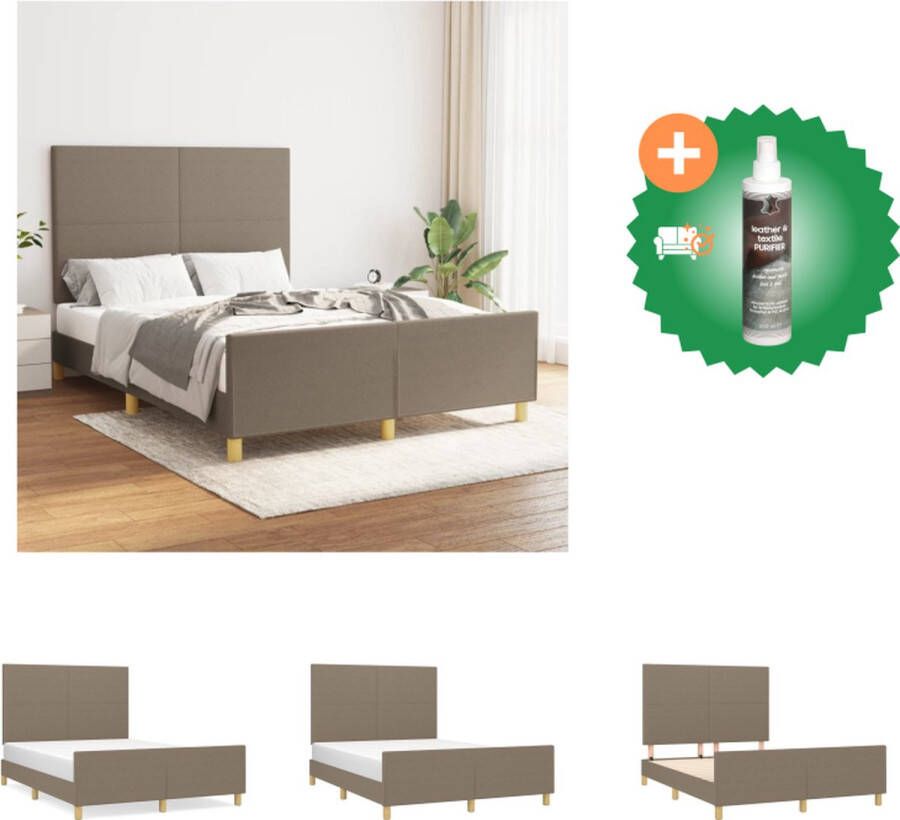 VidaXL Bedframe Taupe 193x146x118 128 cm Verstelbaar hoofdeinde Stabiele poten Multiplex lattenbodem Comfortabele ondersteuning Geen matras inbegrepen Bed Inclusief Reiniger