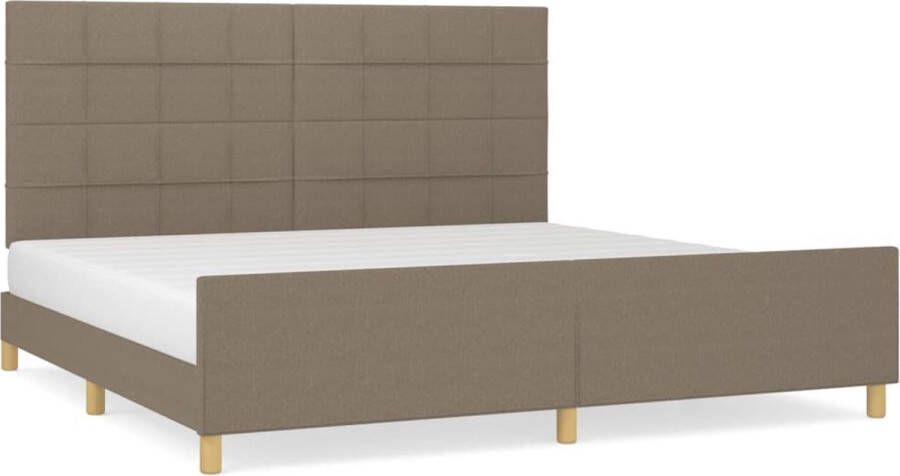 VidaXL -Bedframe-met-hoofdeinde-stof-taupe-200x200-cm - Foto 3