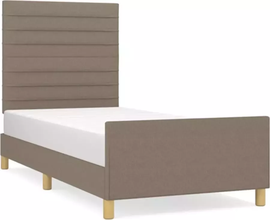 VidaXL -Bedframe-met-hoofdeinde-stof-taupe-90x200-cm - Foto 5