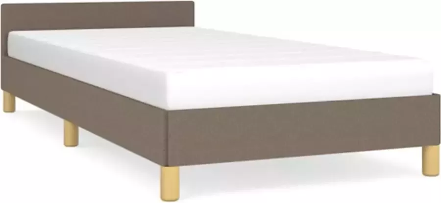 VIDAXL Bedframe met hoofdeinde zonder matras 90x200 cm stof taupe - Foto 2