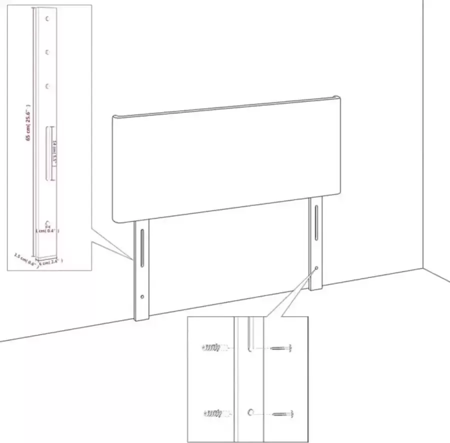 VidaXL -Bedframe-met-hoofdeinde-stof-taupe-90x200-cm - Foto 2