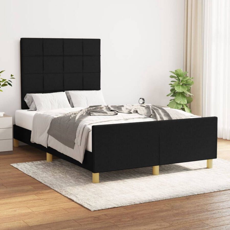 VidaXL -Bedframe-met-hoofdeinde-stof-zwart-120x200-cm