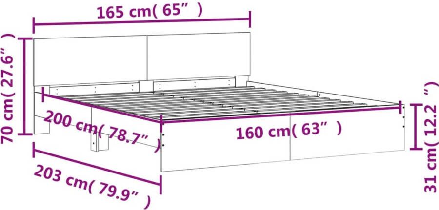 VidaXL -Bedframe-met-hoofdeinde-wit-160x200-cm - Foto 2