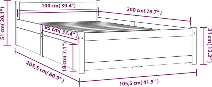 VidaXL -Bedframe-met-lades-100x200-cm