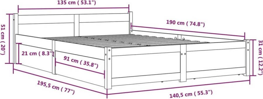 VidaXL -Bedframe-met-lades-135x190-cm-4FT6-Double - Foto 2