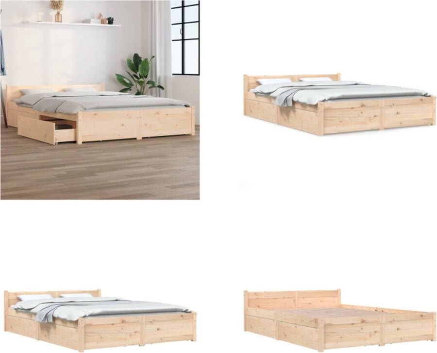 VidaXL Bedframe met lades 135x190 cm 4FT6 Double Bedframe Bedframes Bed Bedbodem