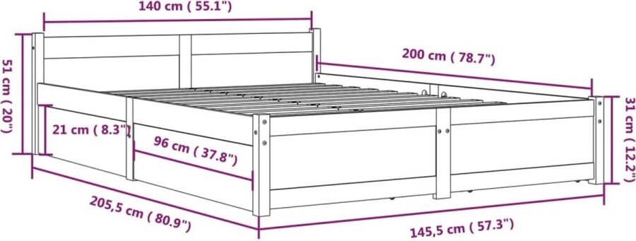 VidaXL -Bedframe-met-lades-140x200-cm - Foto 3