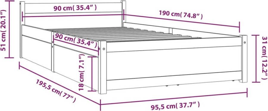 VidaXL -Bedframe-met-lades-90x190-cm-3FT-Single - Foto 2