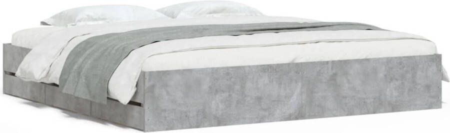 VidaXL -Bedframe-met-lades-bewerkt-hout-betongrijs-200x200-cm - Foto 3