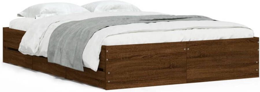 VidaXL -Bedframe-met-lades-bewerkt-hout-bruin-eikenkleurig-120x190-cm - Foto 2