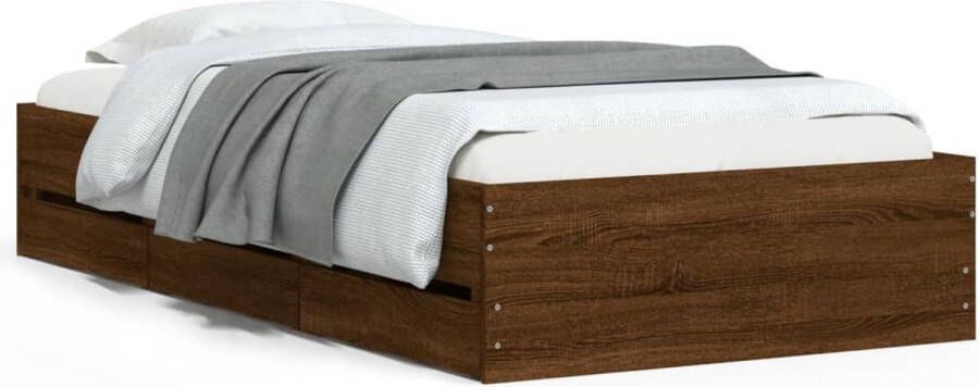 VidaXL -Bedframe-met-lades-bewerkt-hout-bruin-eikenkleurig-75x190-cm - Foto 3