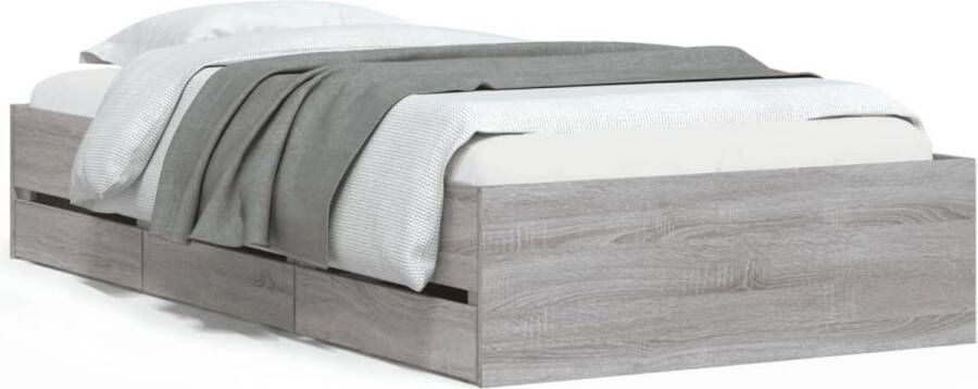 VidaXL -Bedframe-met-lades-bewerkt-hout-grijs-sonoma-eiken-90x200-cm - Foto 3