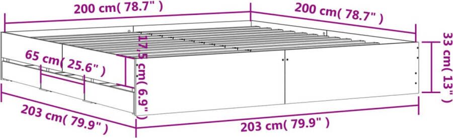 VidaXL -Bedframe-met-lades-bewerkt-hout-wit-200x200-cm - Foto 3