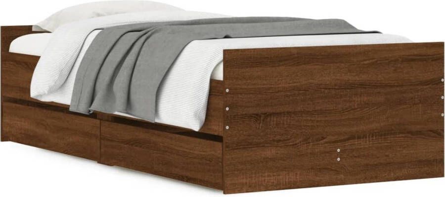 VidaXL -Bedframe-met-lades-bruin-eikenkleurig-90x200-cm - Foto 4