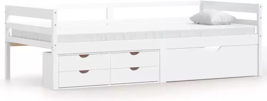 VidaXL -Bedframe-met-lades-en-kast-massief-grenenhout-wit-90x200-cm - Foto 3