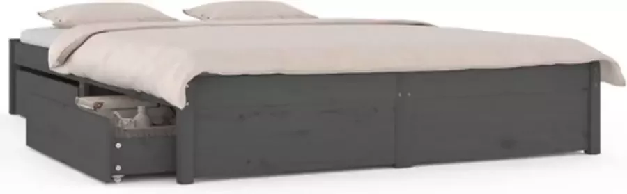 VIDAXL Bedframe met lades grijs 120x190 cm 4FT Small Double - Foto 2
