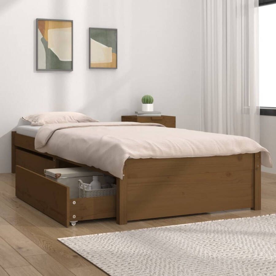 VidaXL -Bedframe-met-lades-honingbruin-100x200-cm - Foto 1