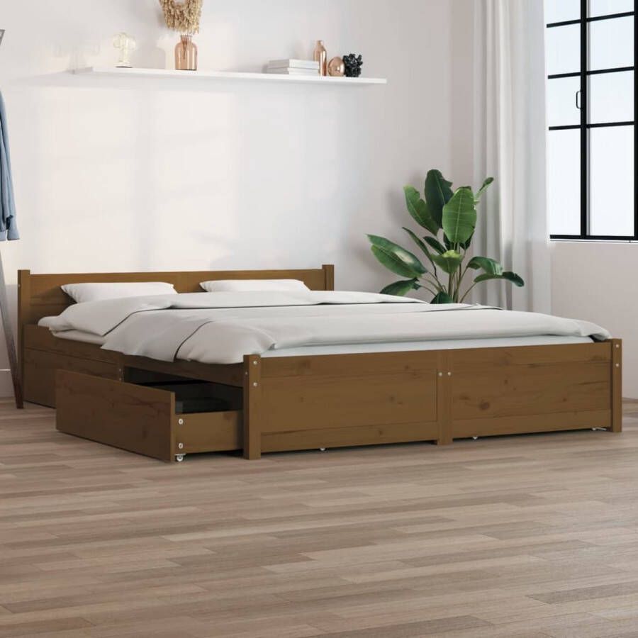 VidaXL -Bedframe-met-lades-honingbruin-120x200-cm