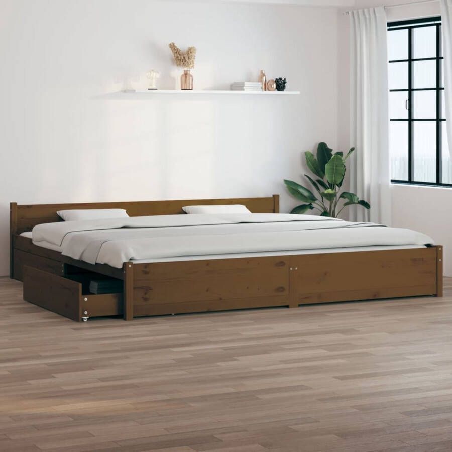 VidaXL -Bedframe-met-lades-honingbruin-200x200-cm