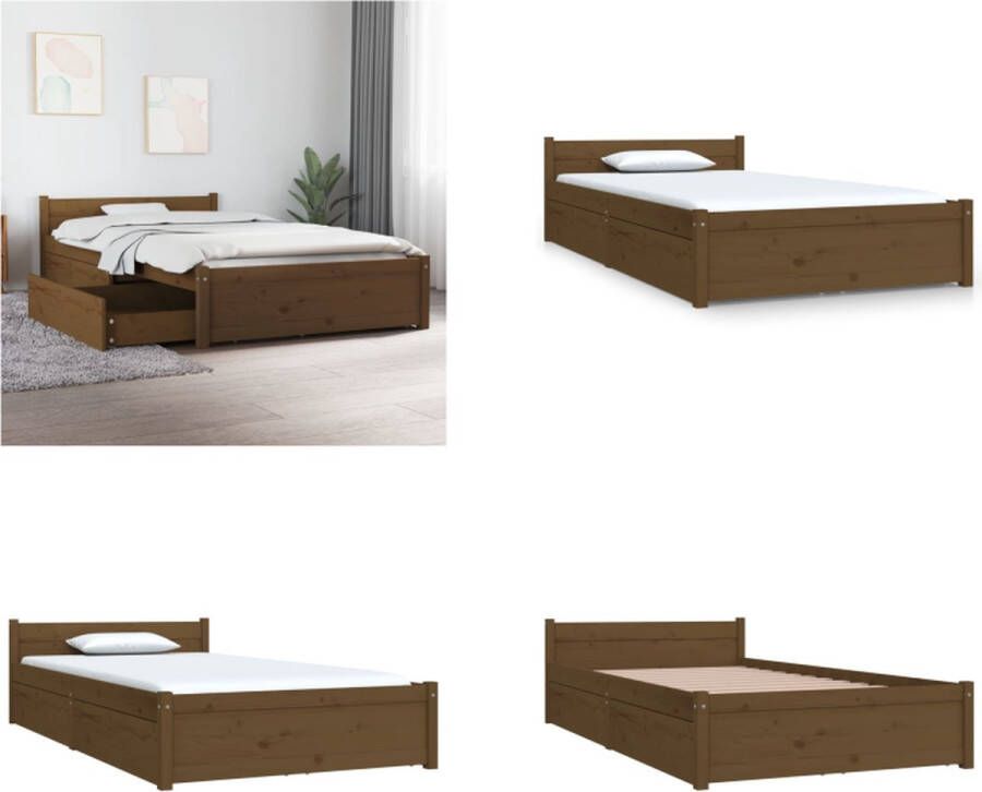 VidaXL Bedframe met lades honingbruin 90x200 cm Bedframe Bedframes Eenpersoonsbed Bed