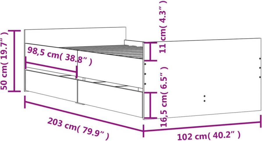 VidaXL -Bedframe-met-lades-wit-100x200-cm - Foto 3