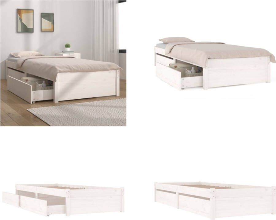 VidaXL Bedframe met lades wit 100x200 cm Bedframe Bedframes Eenpersoonsbed Bed